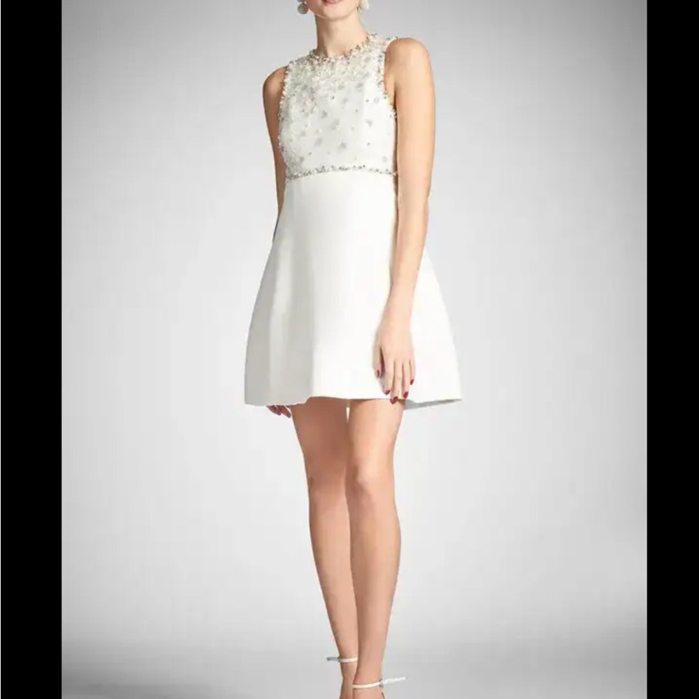 Sachin + Babi White Embellished Sleeveless Pia Mini Dress